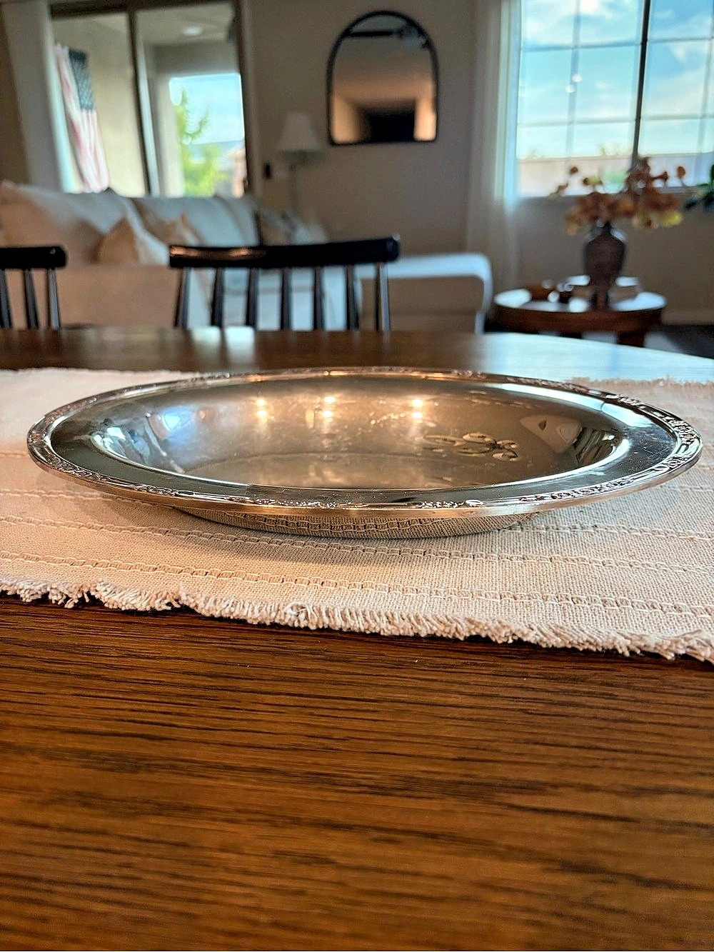 Silver Oval Decorative Serving Platter
